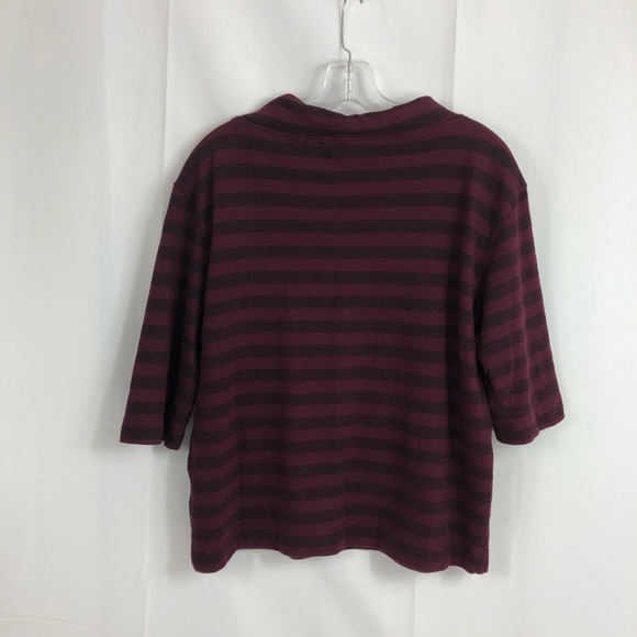 Anthropologie Striped Mock Neck 1/2 Sleeve Top S - Picture 2 of 7
